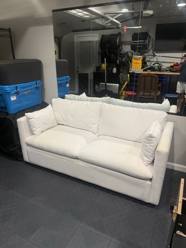 Modern white upholstered sofa - white,